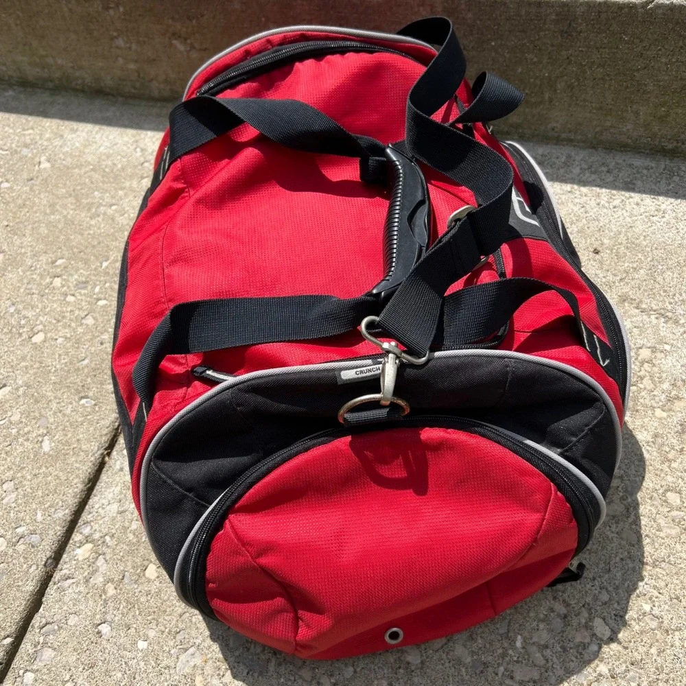 OGIO Crunch Duffel Bag Red Black Gym Sports Travel Bag Shoe Compartment zip 23